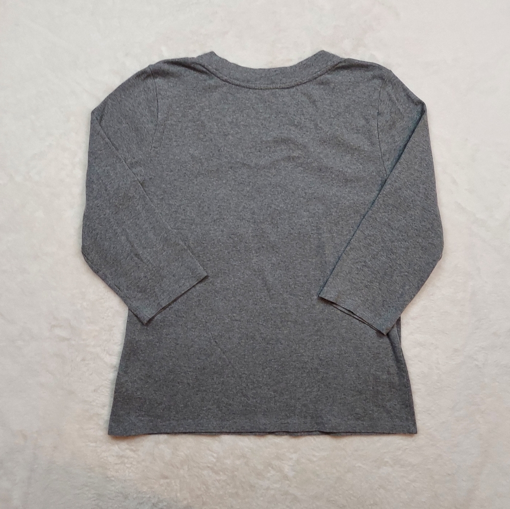Style & Co. Gray Scoop Neck Rhinestone Neckline 3/4 Sleeve Cotton Top Size XL - Picture 8 of 9